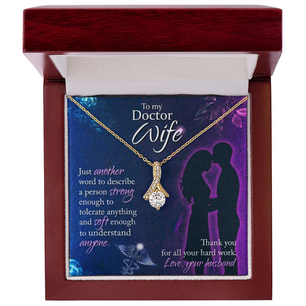 Just Another Word Ribbon Necklace Gold Tone Luxury Box